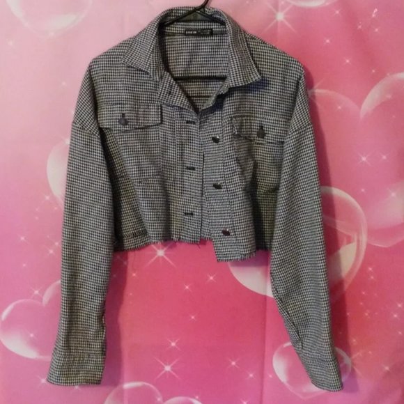 LIGHTWEIGHT CROPPED GINGHAM JACKET 🖤 - Picture 1 of 4